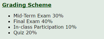 COMP2711의 Grading Scheme