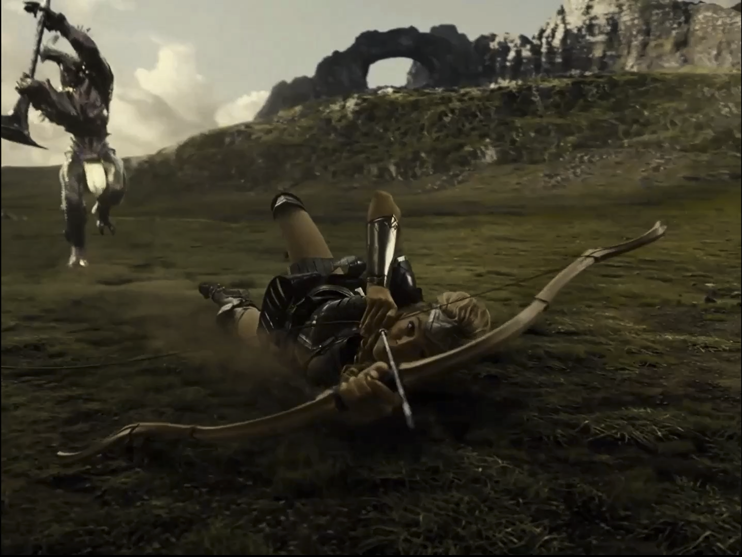 목숨을 희생하면서까지 본대가 올 때 까지 마더박스(활에 묶여 있음)를 구하는 아마존 전사들 흑흑